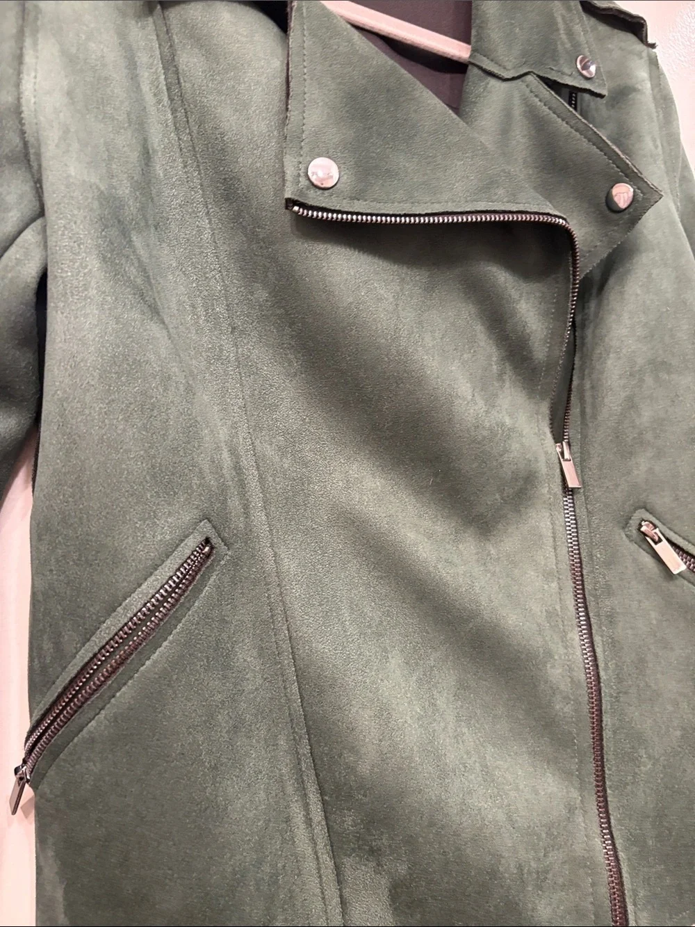 philosophy Forest Green Suede Moto Jacket - Picture 3 of 5
